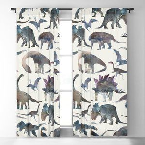 New, Dinosaur Room Darkening Curtains, set of 2